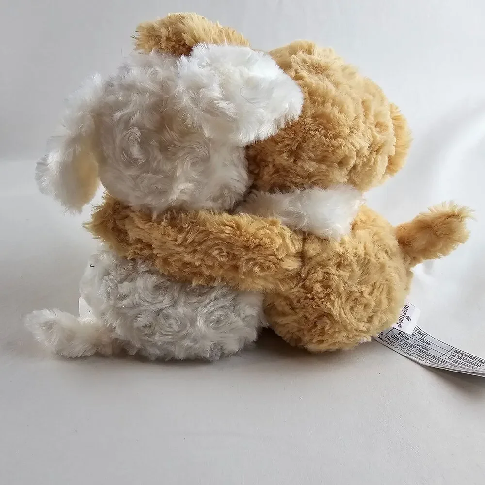 Warmies Hugging Dogs Plush Pair Microwavable Heated Stuffed Animals Tan White